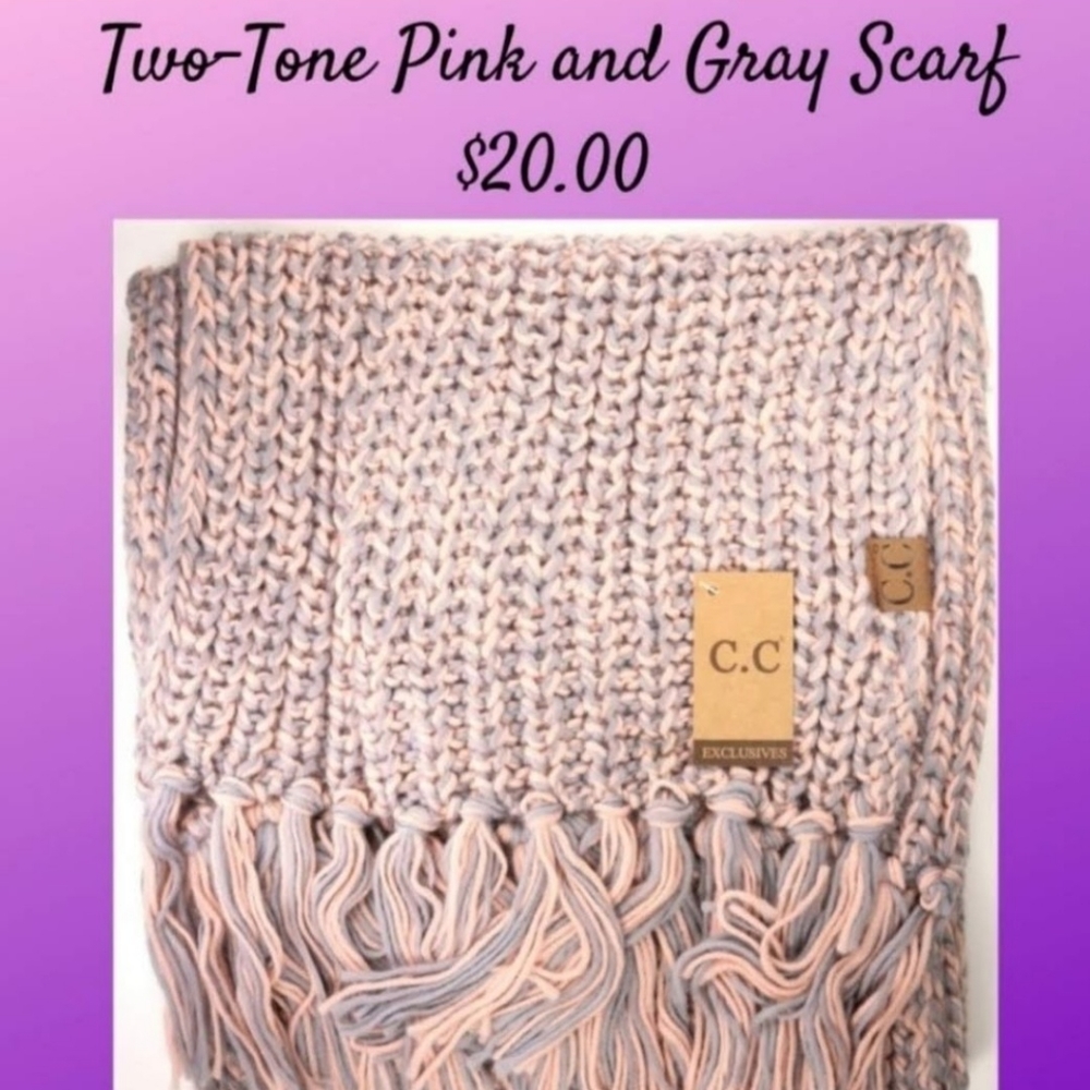 Two-Toned Pink and Gray Scarf